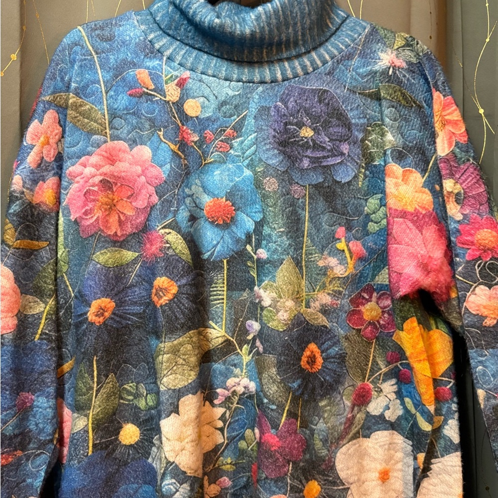 Floral Blue Sweater